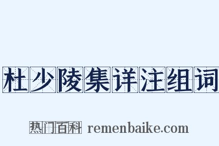 杜少陵集详注组词是什么意思的图片